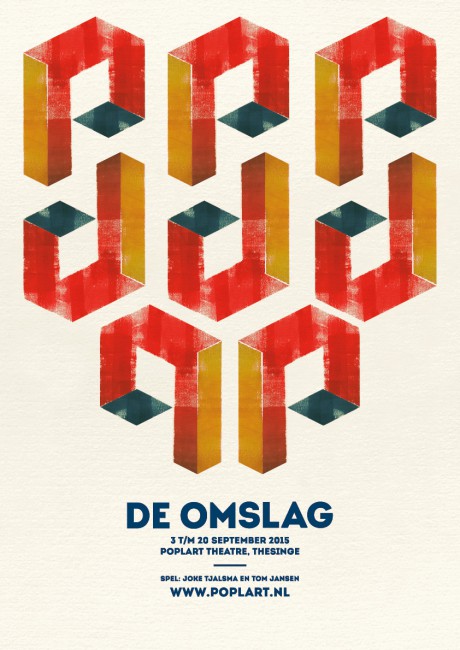 Dit is één van de affiches gemaakt voor de voorstelling over H.N. Werkman, 'De Omslag'.