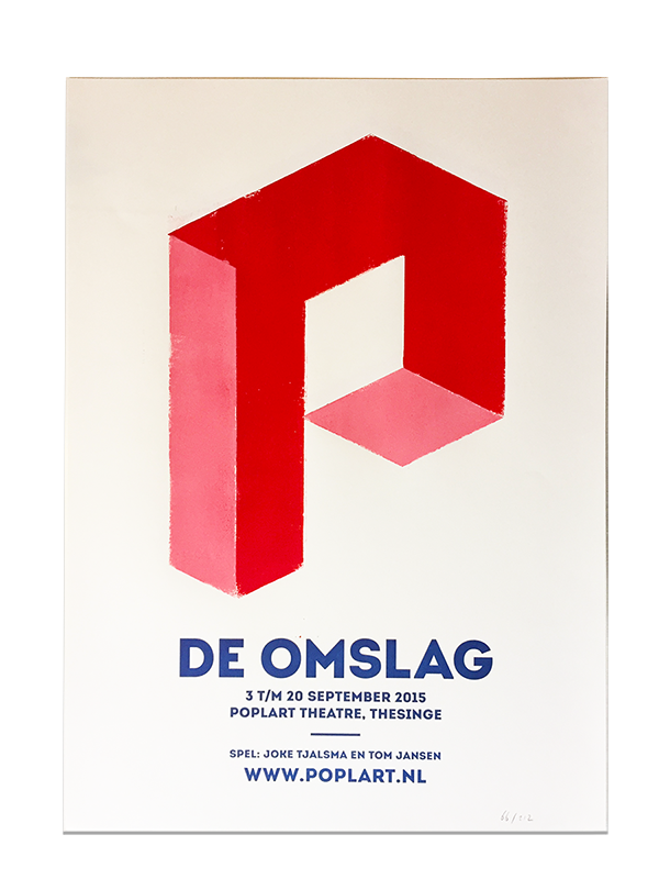 Poplart affiche met rood en roze