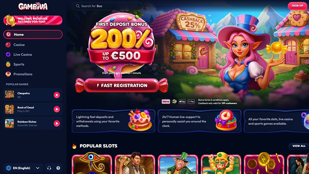 homepage van het gambiva online casino nederland